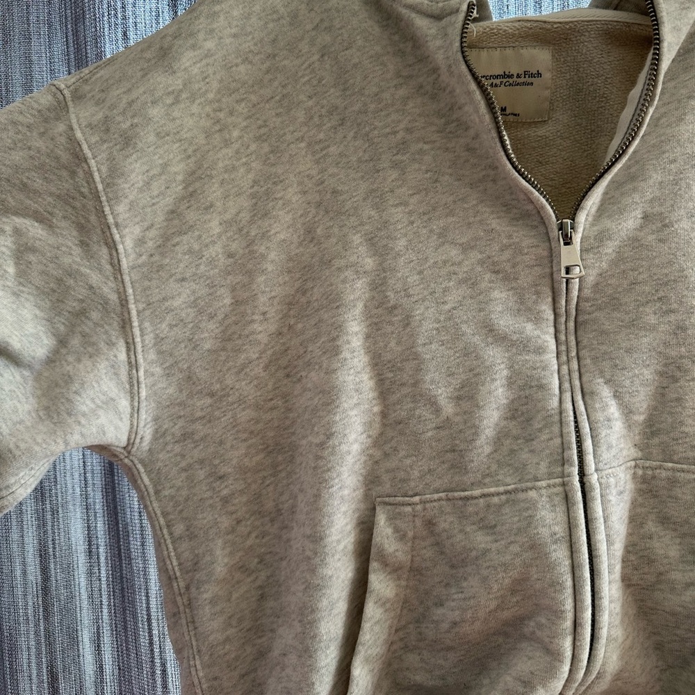 A&F Heather Grey Zip Up Hoodie